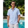 image:imageAlex Vando Mens Linen Short Sleeve Casual Button Down Shirt for Men Beach Wedding ShirtsBlue