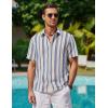 image:imageAlex Vando Mens Linen Short Sleeve Casual Button Down Shirt for Men Beach Wedding ShirtsBlueyellow