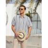 image:imageAlex Vando Mens Linen Short Sleeve Casual Button Down Shirt for Men Beach Wedding ShirtsBlueyellow