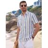 image:imageAlex Vando Mens Linen Short Sleeve Casual Button Down Shirt for Men Beach Wedding ShirtsBlueyellow