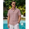image:imageAlex Vando Mens Linen Short Sleeve Casual Button Down Shirt for Men Beach Wedding ShirtsBurgundy