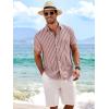 image:imageAlex Vando Mens Linen Short Sleeve Casual Button Down Shirt for Men Beach Wedding ShirtsBurgundy