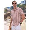 image:imageAlex Vando Mens Linen Short Sleeve Casual Button Down Shirt for Men Beach Wedding ShirtsBurgundy