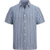 image:imageAlex Vando Mens Linen Short Sleeve Casual Button Down Shirt for Men Beach Wedding ShirtsDarkblue