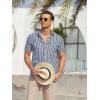 image:imageAlex Vando Mens Linen Short Sleeve Casual Button Down Shirt for Men Beach Wedding ShirtsDarkblue