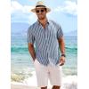 image:imageAlex Vando Mens Linen Short Sleeve Casual Button Down Shirt for Men Beach Wedding ShirtsDarkblue