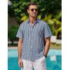 image:imageAlex Vando Mens Linen Short Sleeve Casual Button Down Shirt for Men Beach Wedding ShirtsDarkblue