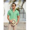 image:imageAlex Vando Mens Linen Short Sleeve Casual Button Down Shirt for Men Beach Wedding ShirtsGreen