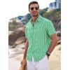 image:imageAlex Vando Mens Linen Short Sleeve Casual Button Down Shirt for Men Beach Wedding ShirtsGreen