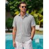 image:imageAlex Vando Mens Linen Short Sleeve Casual Button Down Shirt for Men Beach Wedding ShirtsGrey