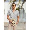 image:imageAlex Vando Mens Linen Short Sleeve Casual Button Down Shirt for Men Beach Wedding ShirtsGrey