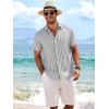 image:imageAlex Vando Mens Linen Short Sleeve Casual Button Down Shirt for Men Beach Wedding ShirtsGrey