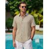 image:imageAlex Vando Mens Linen Short Sleeve Casual Button Down Shirt for Men Beach Wedding ShirtsKhaki