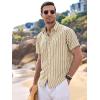 image:imageAlex Vando Mens Linen Short Sleeve Casual Button Down Shirt for Men Beach Wedding ShirtsKhaki