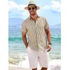 image:imageAlex Vando Mens Linen Short Sleeve Casual Button Down Shirt for Men Beach Wedding ShirtsKhaki