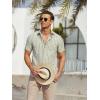 image:imageAlex Vando Mens Linen Short Sleeve Casual Button Down Shirt for Men Beach Wedding ShirtsLtgreen