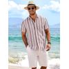 image:imageAlex Vando Mens Linen Short Sleeve Casual Button Down Shirt for Men Beach Wedding ShirtsRedwhite