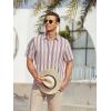 image:imageAlex Vando Mens Linen Short Sleeve Casual Button Down Shirt for Men Beach Wedding ShirtsRedwhite