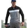 image:imageAlex Vando Mens Long Sleeve Zipper Golf Shirts Color Block Texture Polo Shirt for MenBlack 171