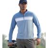 image:imageAlex Vando Mens Long Sleeve Zipper Golf Shirts Color Block Texture Polo Shirt for MenBlue 171