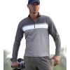 image:imageAlex Vando Mens Long Sleeve Zipper Golf Shirts Color Block Texture Polo Shirt for MenDark Grey 171