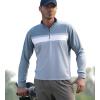 image:imageAlex Vando Mens Long Sleeve Zipper Golf Shirts Color Block Texture Polo Shirt for MenDusty Blue 171