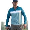 image:imageAlex Vando Mens Long Sleeve Zipper Golf Shirts Color Block Texture Polo Shirt for MenTeal 171