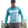 image:imageAlex Vando Mens Long Sleeve Zipper Golf Shirts Color Block Texture Polo Shirt for MenTurquoise 171