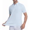 image:imageAlex Vando Mens Printed Golf Shirt Cooling Performance Short Sleeve Stretch Dress Polo Shirts MenBlue Grid