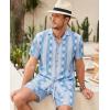 image:imageAlex Vando Mens Waffle Knit 2Piece Set Short Sleeve Camp Collar Shirt amp Drawstring Shorts Casual Summer OutfitBlue Diamond