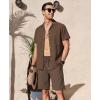 image:imageAlex Vando Mens Waffle Knit 2Piece Set Short Sleeve Camp Collar Shirt amp Drawstring Shorts Casual Summer OutfitBrown