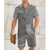 image:imageAlex Vando Mens Waffle Knit 2Piece Set Short Sleeve Camp Collar Shirt amp Drawstring Shorts Casual Summer OutfitGrey Paisley