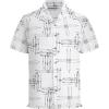 image:imageAlex Vando Mens Waffle Knit 2Piece Set Short Sleeve Camp Collar Shirt amp Drawstring Shorts Casual Summer OutfitWhite Line