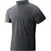 image:imageAlex Vando Mens Golf Polo Shirt Athletic Zip Up Short Sleeve Quick Dry Performance ShirtCharcoal