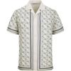 image:imageAlex Vando Mens Linen Blend Short Sleeve Shirt Vintage Printed Beach Button Down Resort Vacation Casual ShirtsBeige Weave