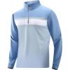 image:imageAlex Vando Mens Long Sleeve Zipper Golf Shirts Color Block Texture Polo Shirt for MenBlue 171