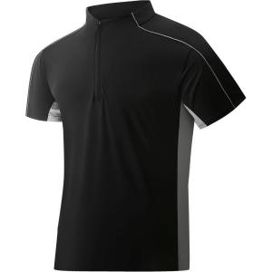 image:imageAlex Vando Mens Golf Polo Shirt Athletic Zip Up Short Sleeve Quick Dry Performance ShirtBlack