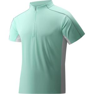 image:imageAlex Vando Mens Golf Polo Shirt Athletic Zip Up Short Sleeve Quick Dry Performance ShirtGreen