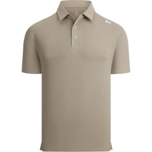 image:imageAlex Vando Mens Golf Shirts Moisture Wicking QuickDry Short Sleeve Performance Dry Fit Active Men Polo ShirtsKhaki