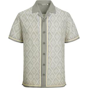 image:imageAlex Vando Mens Linen Blend Short Sleeve Shirt Vintage Printed Beach Button Down Resort Vacation Casual ShirtsKhaki Net
