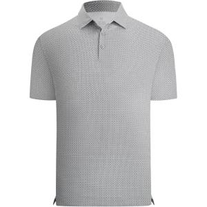 image:imageAlex Vando Mens Printed Golf Shirt Cooling Performance Short Sleeve Stretch Dress Polo Shirts MenGrey Diamond  Cross