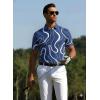 image:imageAlex Vando Mens Golf Shirts Moisture Wicking QuickDry Short Sleeve Casual Print Collared Polo Shirts for MenDarkbluewhiteline