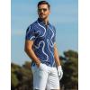 image:imageAlex Vando Mens Golf Shirts Moisture Wicking QuickDry Short Sleeve Casual Print Collared Polo Shirts for MenDarkbluewhiteline