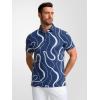 image:imageAlex Vando Mens Golf Shirts Moisture Wicking QuickDry Short Sleeve Casual Print Collared Polo Shirts for MenDarkbluewhiteline