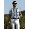 image:imageAlex Vando Mens Golf Shirts Moisture Wicking QuickDry Short Sleeve Casual Print Collared Polo Shirts for MenNavybeigewave