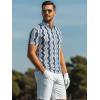 image:imageAlex Vando Mens Golf Shirts Moisture Wicking QuickDry Short Sleeve Casual Print Collared Polo Shirts for MenNavybeigewave