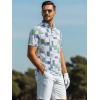 image:imageAlex Vando Mens Golf Shirts Moisture Wicking QuickDry Short Sleeve Casual Print Collared Polo Shirts for MenTealblock