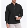 image:imageAlex Vando Mens Oversized Dress Shirts Solid Color Long Sleeve Silky Cotton Boxy Casual ShirtBlack