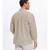image:imageAlex Vando Mens Oversized Dress Shirts Solid Color Long Sleeve Silky Cotton Boxy Casual ShirtKhaki
