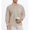 image:imageAlex Vando Mens Oversized Dress Shirts Solid Color Long Sleeve Silky Cotton Boxy Casual ShirtKhaki